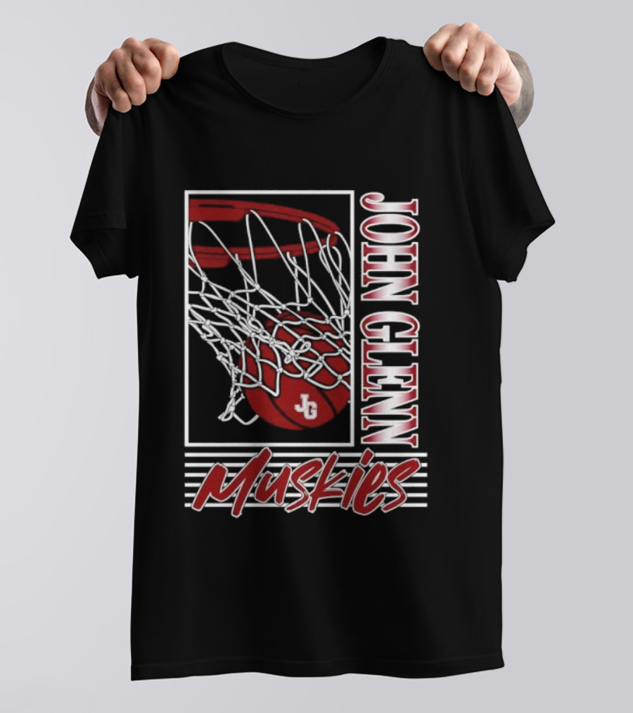 John Glenn Muskies Basketball Net And Ball T-Shirt