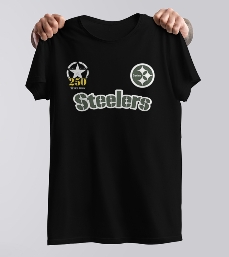 Pittsburgh Steelers US Army 250 Years Anniversary Star Emblem T-Shirt