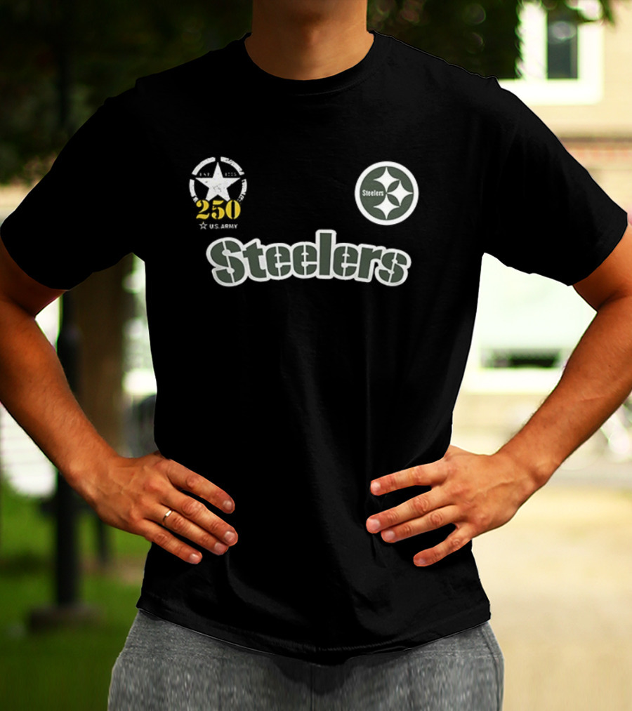 Pittsburgh Steelers US Army 250 Years Anniversary Star Emblem T-Shirt