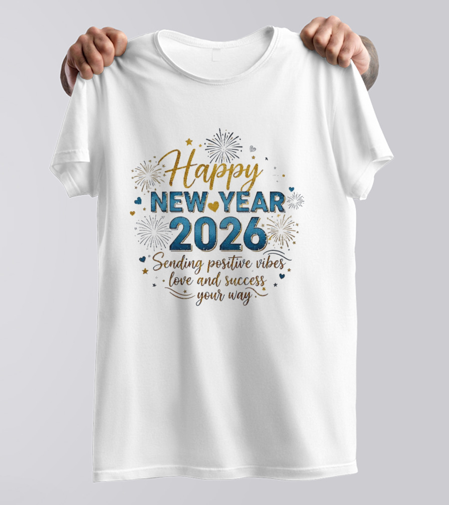 Happy New Year 2026 Sending Positive Vibes Love And Success Your Way T-Shirt