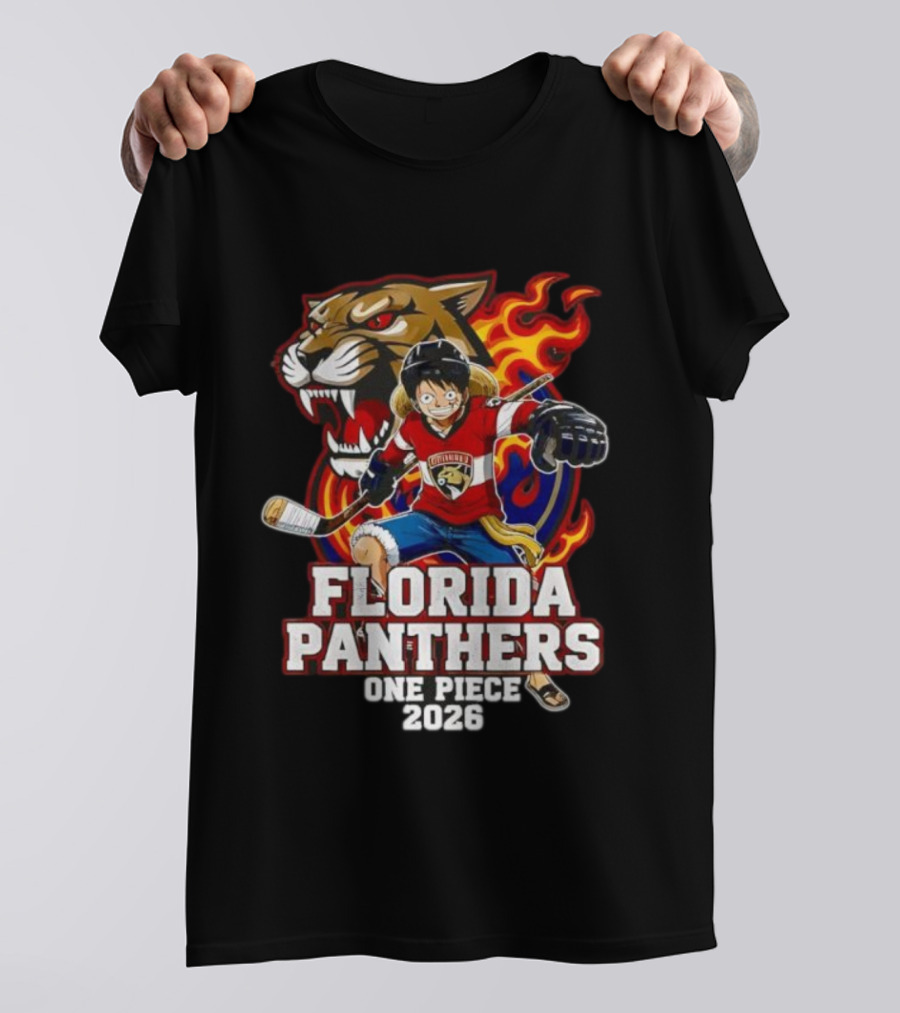 Florida Panthers One Piece Luffy Hockey 2026 Crossover T-Shirt