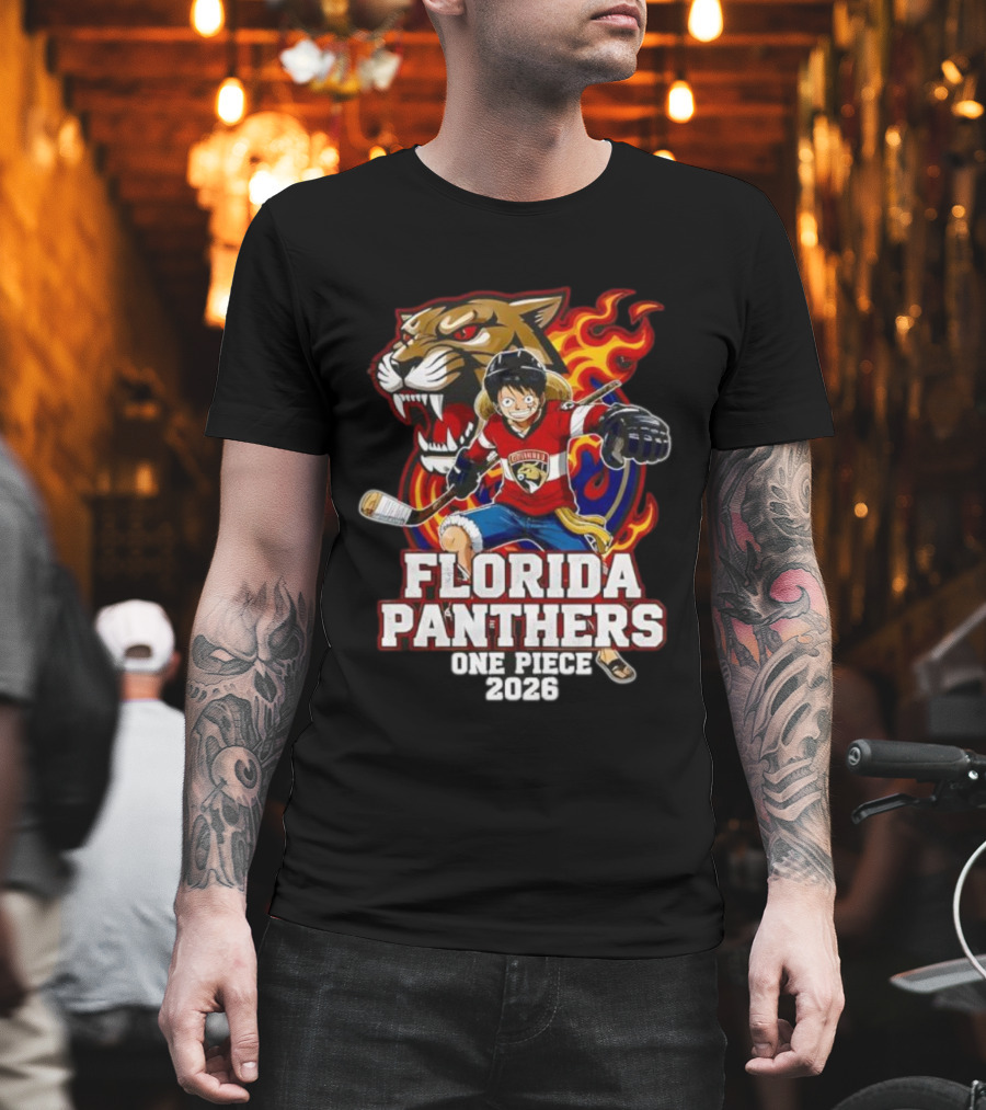 Florida Panthers One Piece Luffy Hockey 2026 Crossover T-Shirt
