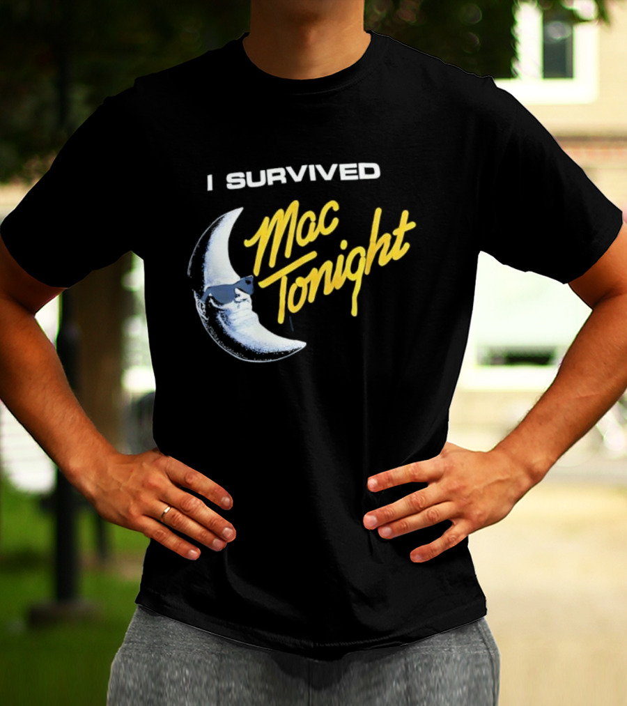 I Survived Mac Tonight Retro 80s Moon Man Icon Nostalgia T-Shirt