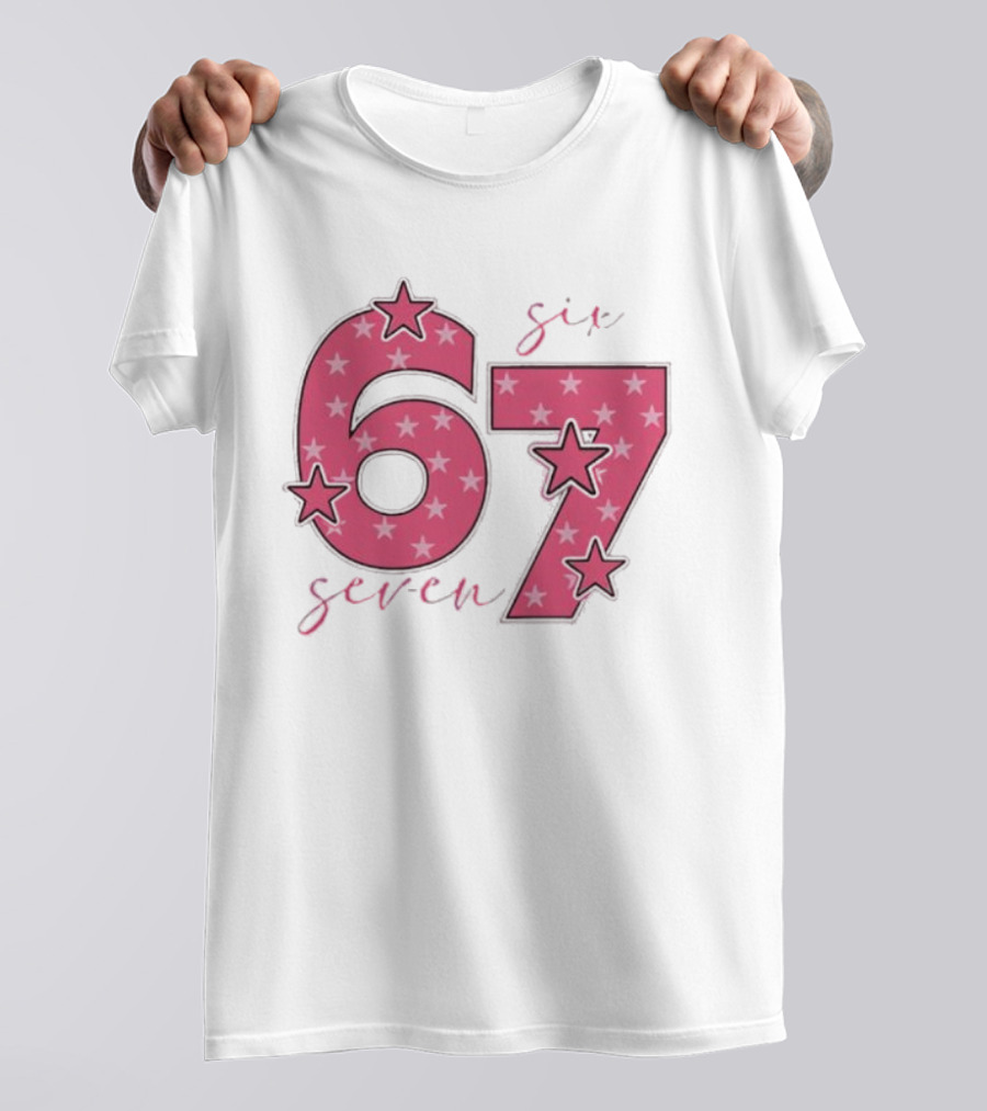 67 Roz Stele Dragut Star Pattern Pink T-Shirt