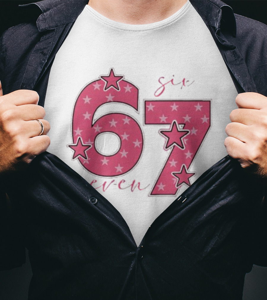 67 Roz Stele Dragut Star Pattern Pink T-Shirt