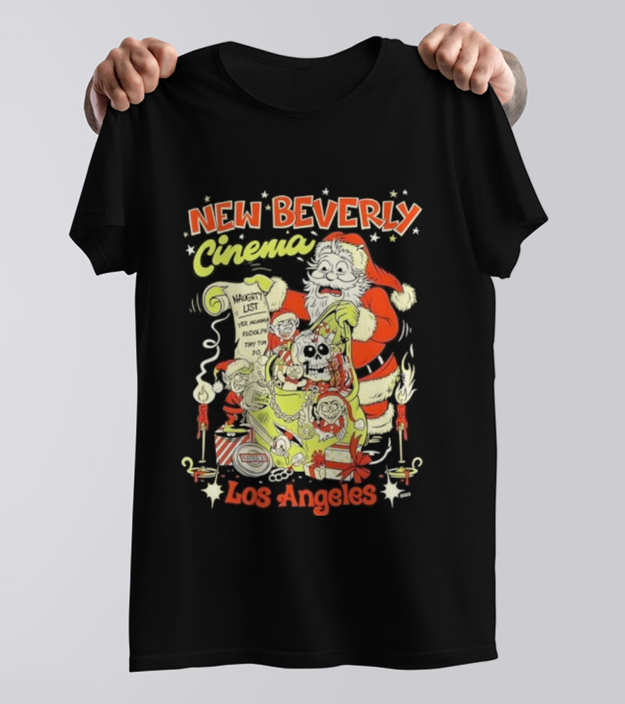 New Beverly Cinema Los Angeles Christmas Santa With Gifts T-Shirt