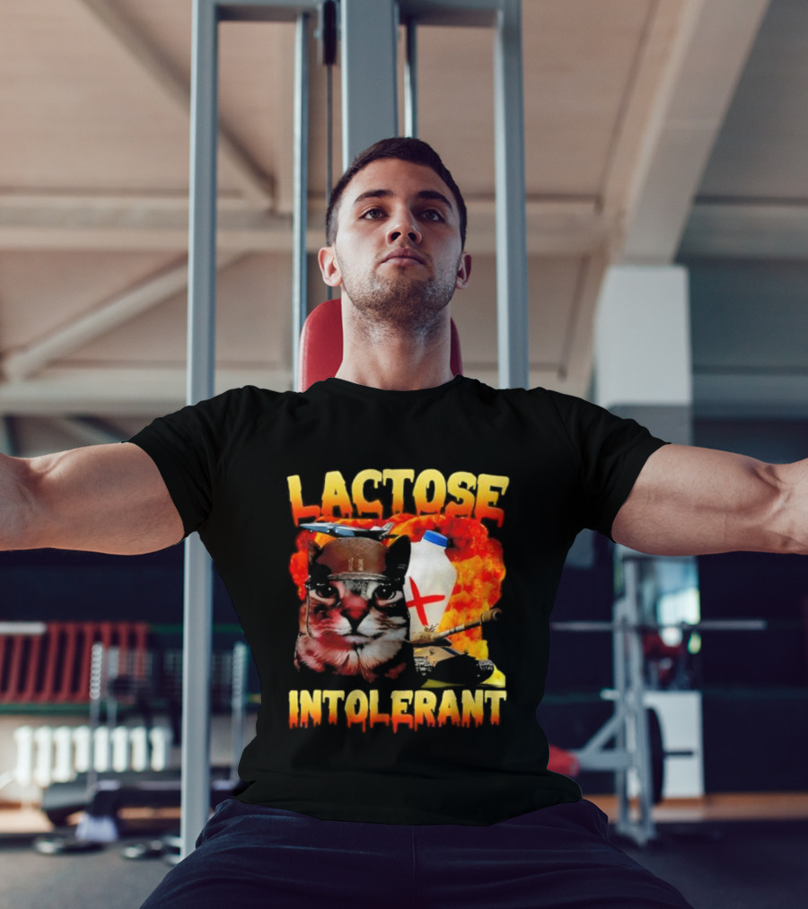Lactose Intolerant Cat Meme Funny Saying For Cat Lovers T-Shirt