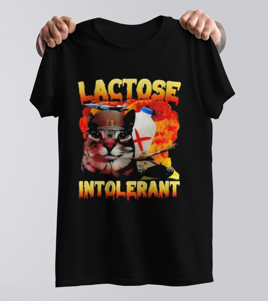 Lactose Intolerant Cat Meme Funny Saying For Cat Lovers T-Shirt