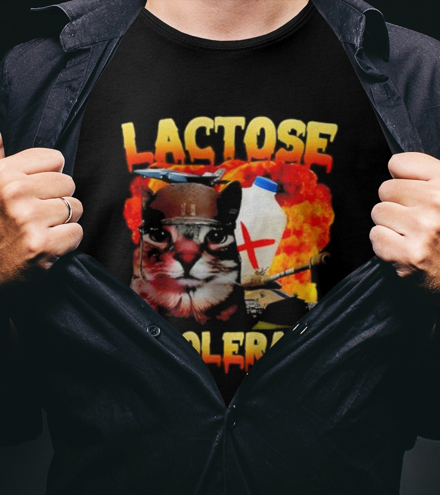 Lactose Intolerant Cat Meme Funny Saying For Cat Lovers T-Shirt