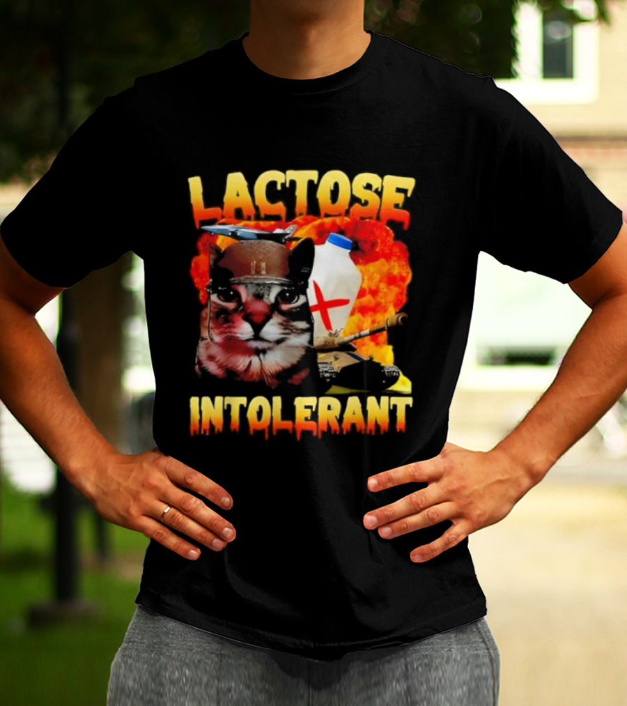 Lactose Intolerant Cat Meme Funny Saying For Cat Lovers T-Shirt