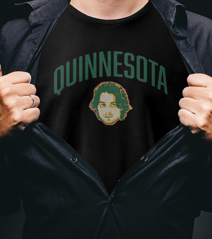 Quinnesota Curved Face NHL Tribute Minnesota Wild Quinn Hughes T-Shirt