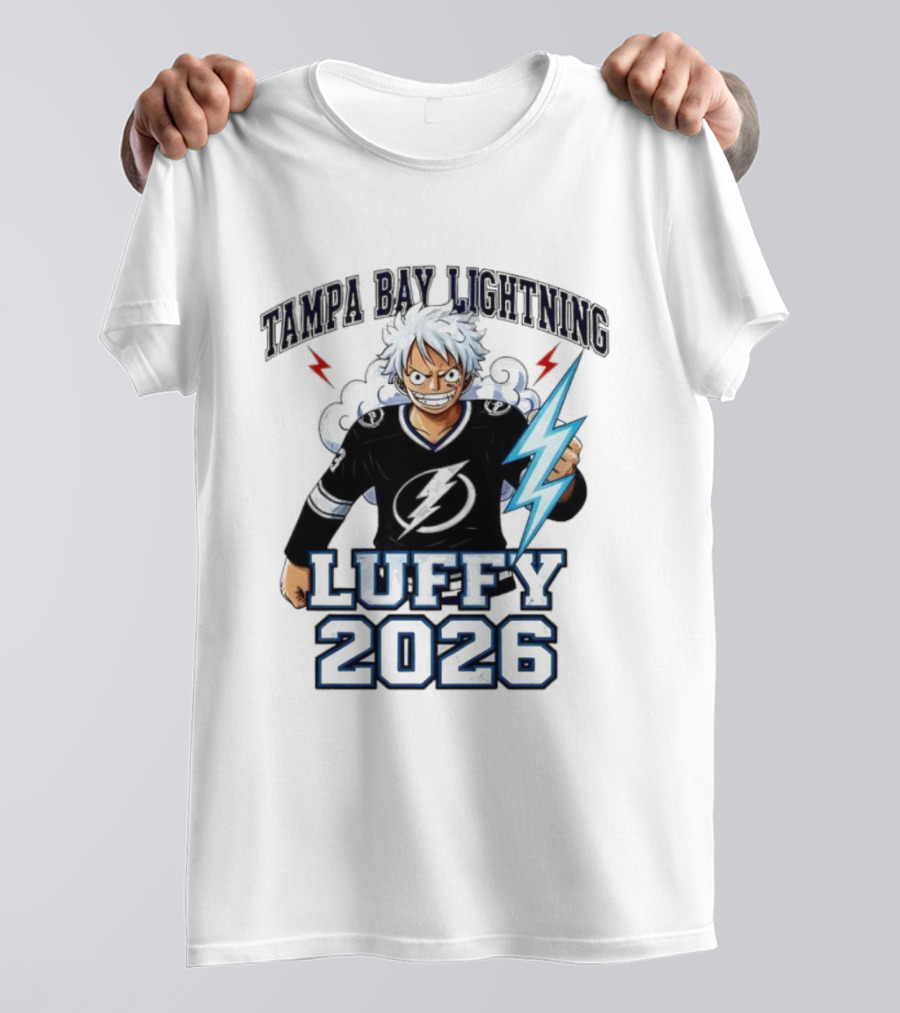 Tampa Bay Lightning Luffy 2026 One Piece Crossover T-Shirt