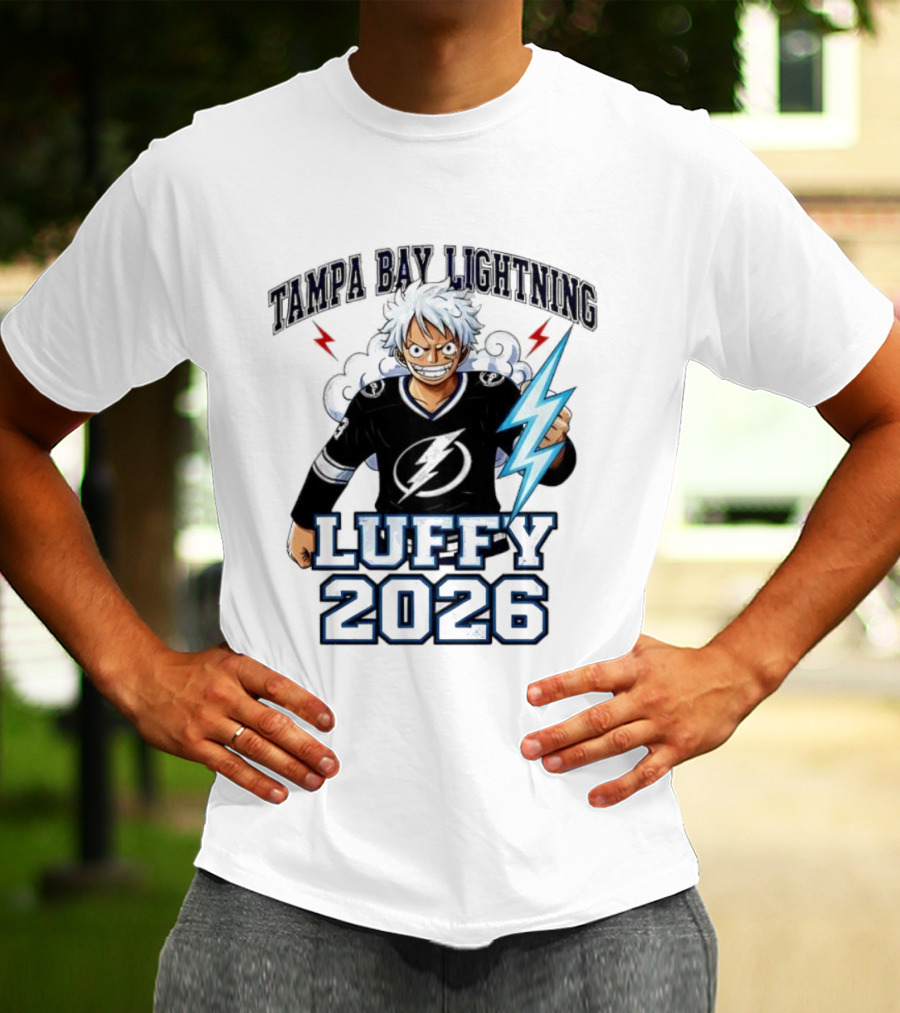 Tampa Bay Lightning Luffy 2026 One Piece Crossover T-Shirt