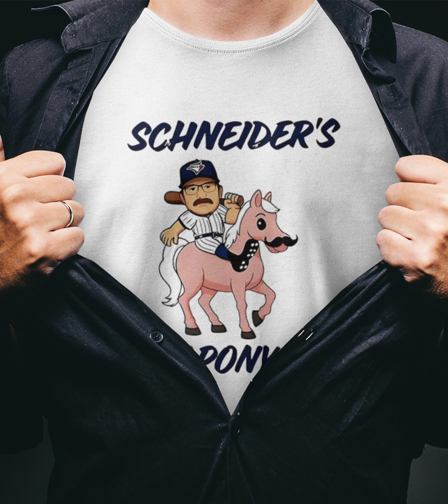 Schneider's Pink Pony Club Mustache Horse Cartoon T-Shirt