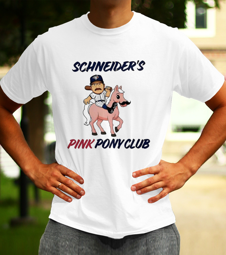 Schneider's Pink Pony Club Mustache Horse Cartoon T-Shirt