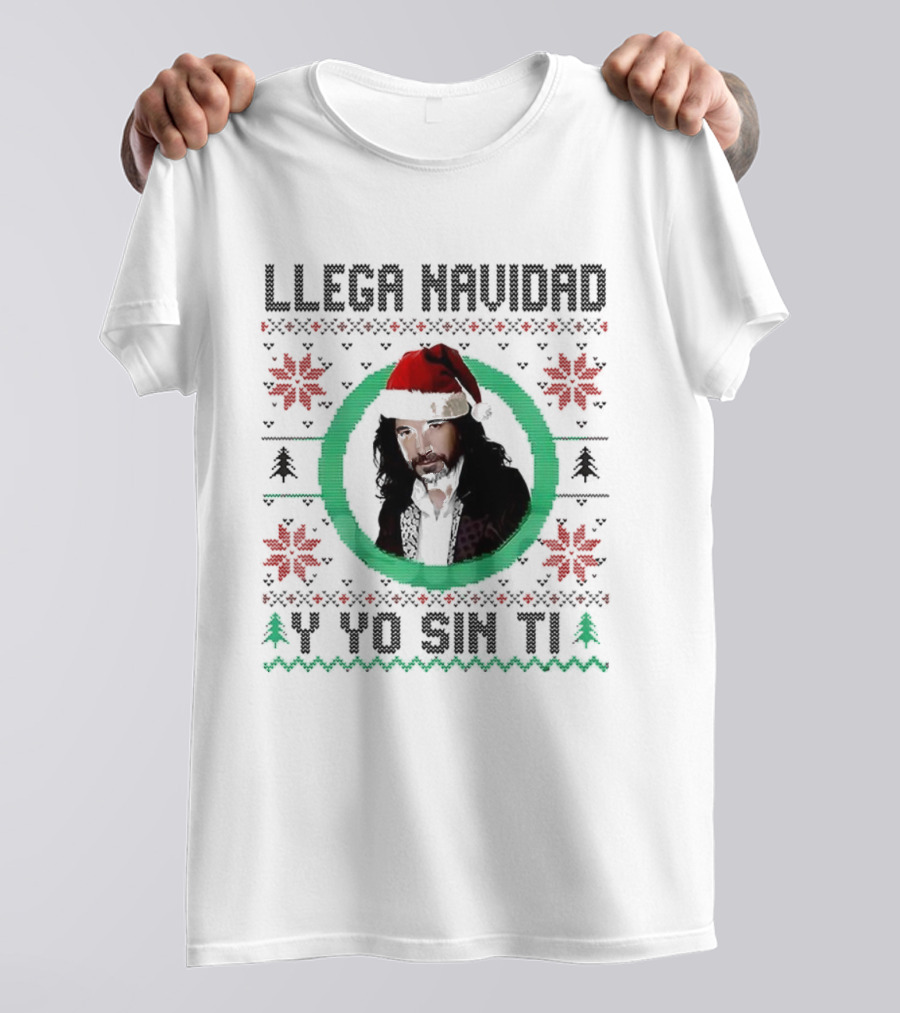 Llega Navidad Y Yo Sin Ti Ugly Christmas Festive Music Lover T-Shirt