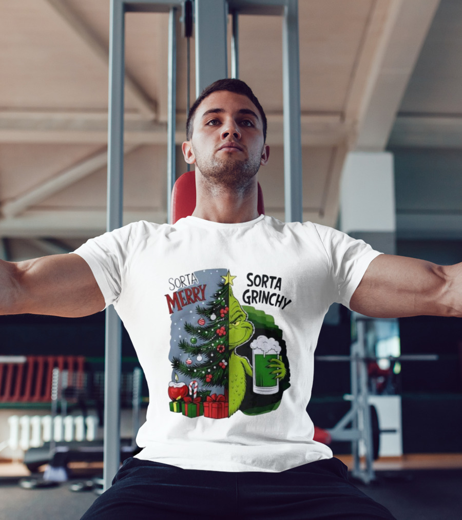 Sorta Merry Sorta Grinchy Christmas Tree Grinch Holiday T-Shirt
