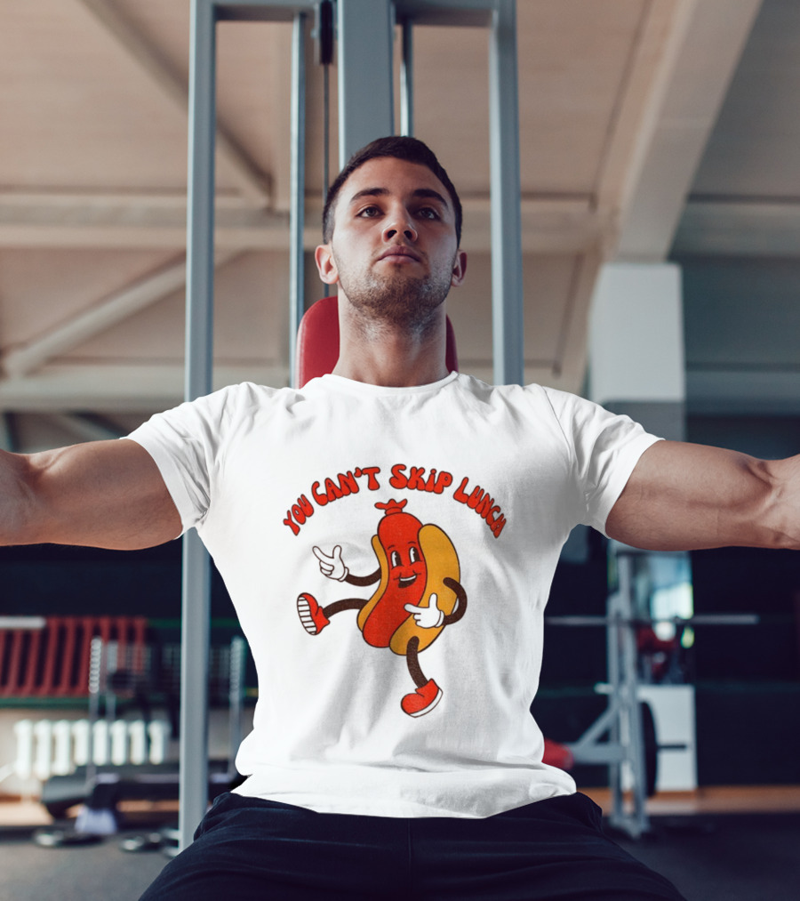 You Can't Skip Lunch Hot Dog Vintage Retro Playful T-Shirt