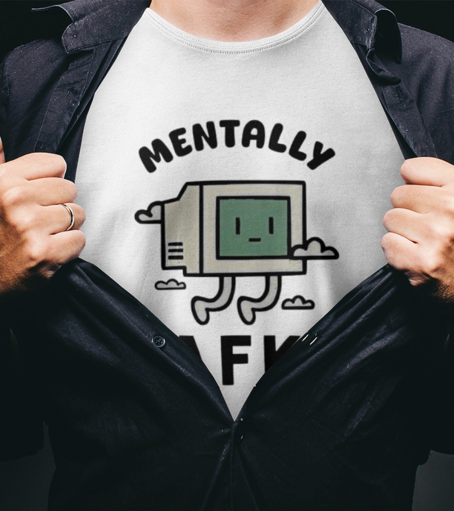 Mentally AFK Cute Floating Computer Face With Legs And Clouds T-Shirt