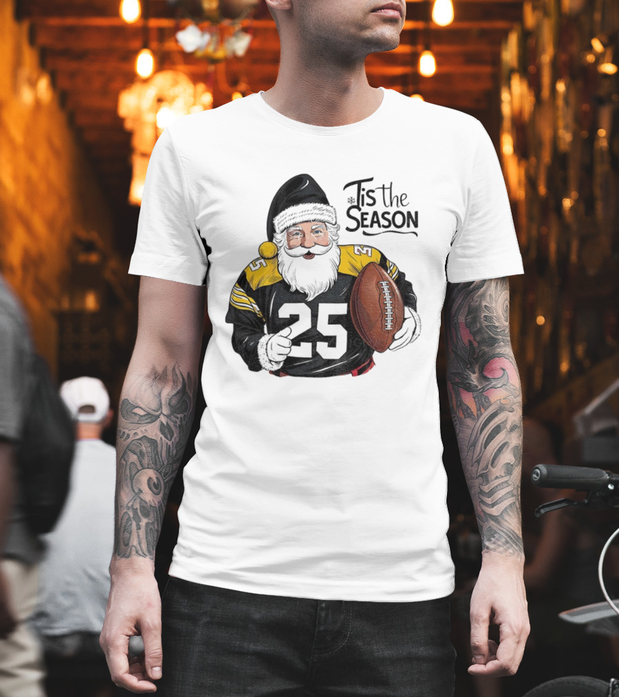 Pittsburgh Steelers Santa Claus Football NFL Tis The Season Merry Christmas T-Shirt