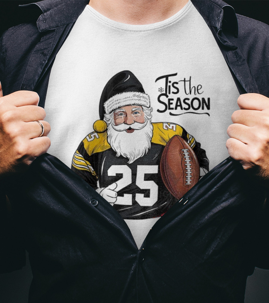 Pittsburgh Steelers Santa Claus Football NFL Tis The Season Merry Christmas T-Shirt