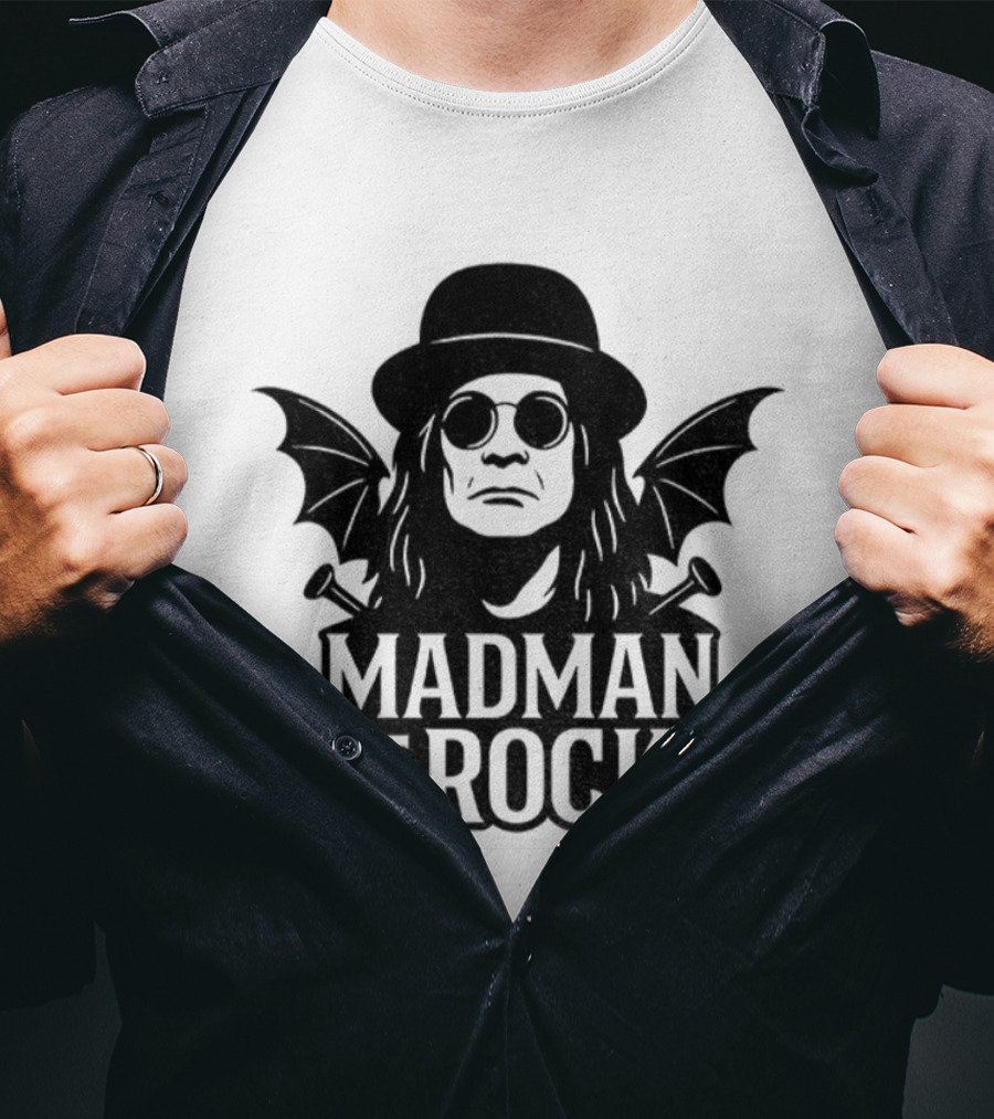 Ozzy Osbourne Madman Of Rock Wings And Hat Design T-Shirt