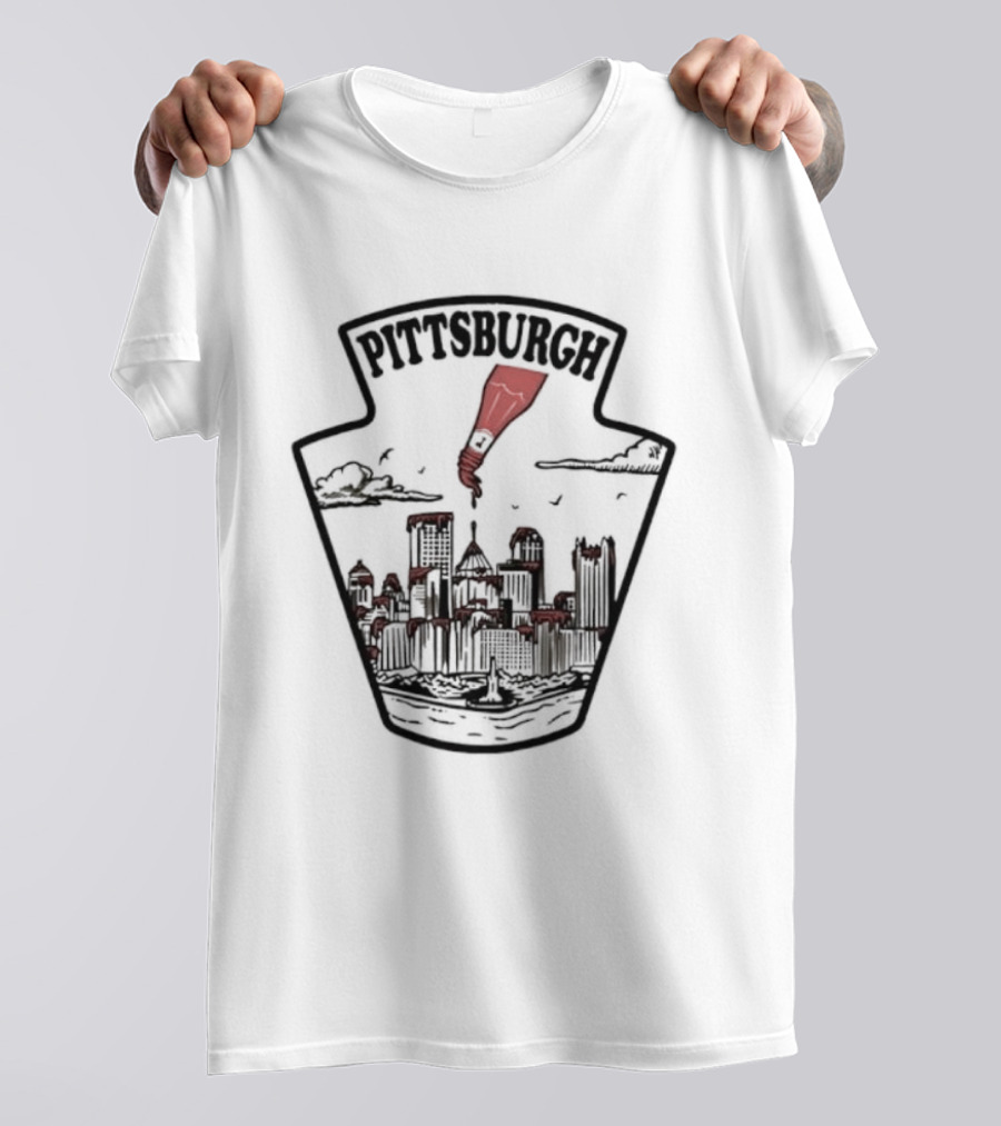 Pittsburgh Skyline With Ketchup Bottle Symbol T-Shirt