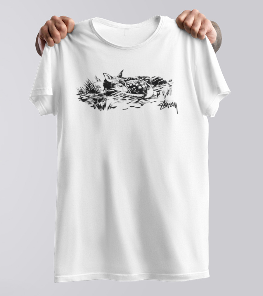 Stussy Fawn Vintage Forest Scene T-Shirt