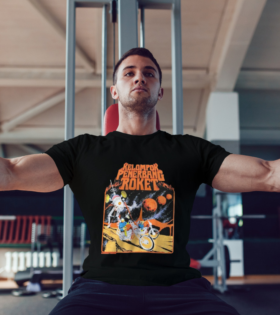 Kelompor Penerbang Roket Astronauts On Motorbikes With Mars And Spacecraft T-Shirt