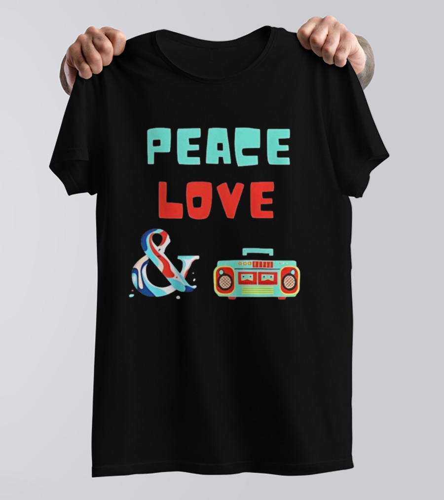 Peace Love Ampersand Retro Boombox T-Shirt