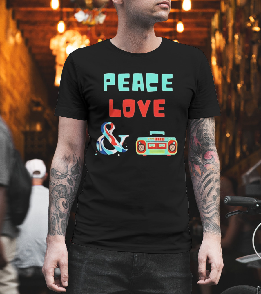 Peace Love Ampersand Retro Boombox T-Shirt