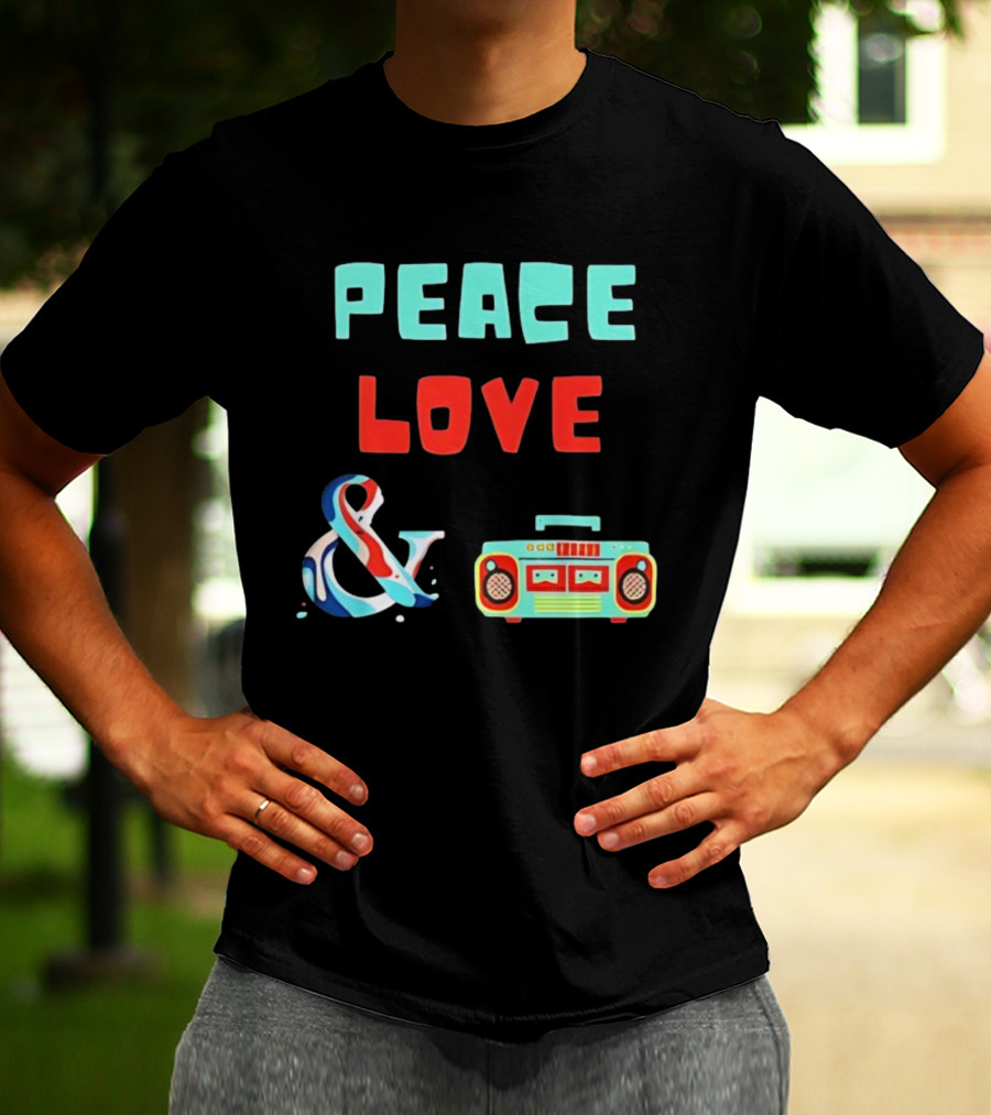 Peace Love Ampersand Retro Boombox T-Shirt