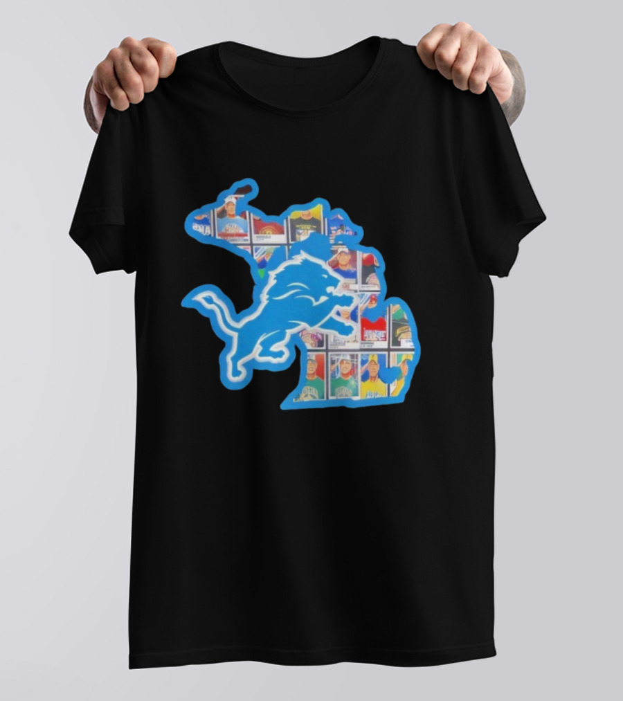 Detroit Lions John Cena Tribute Thank You For Memories Map Design T-Shirt