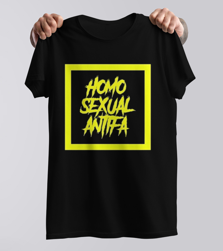 Homo Sexual Antifa Yellow Bold Text Square T-Shirt
