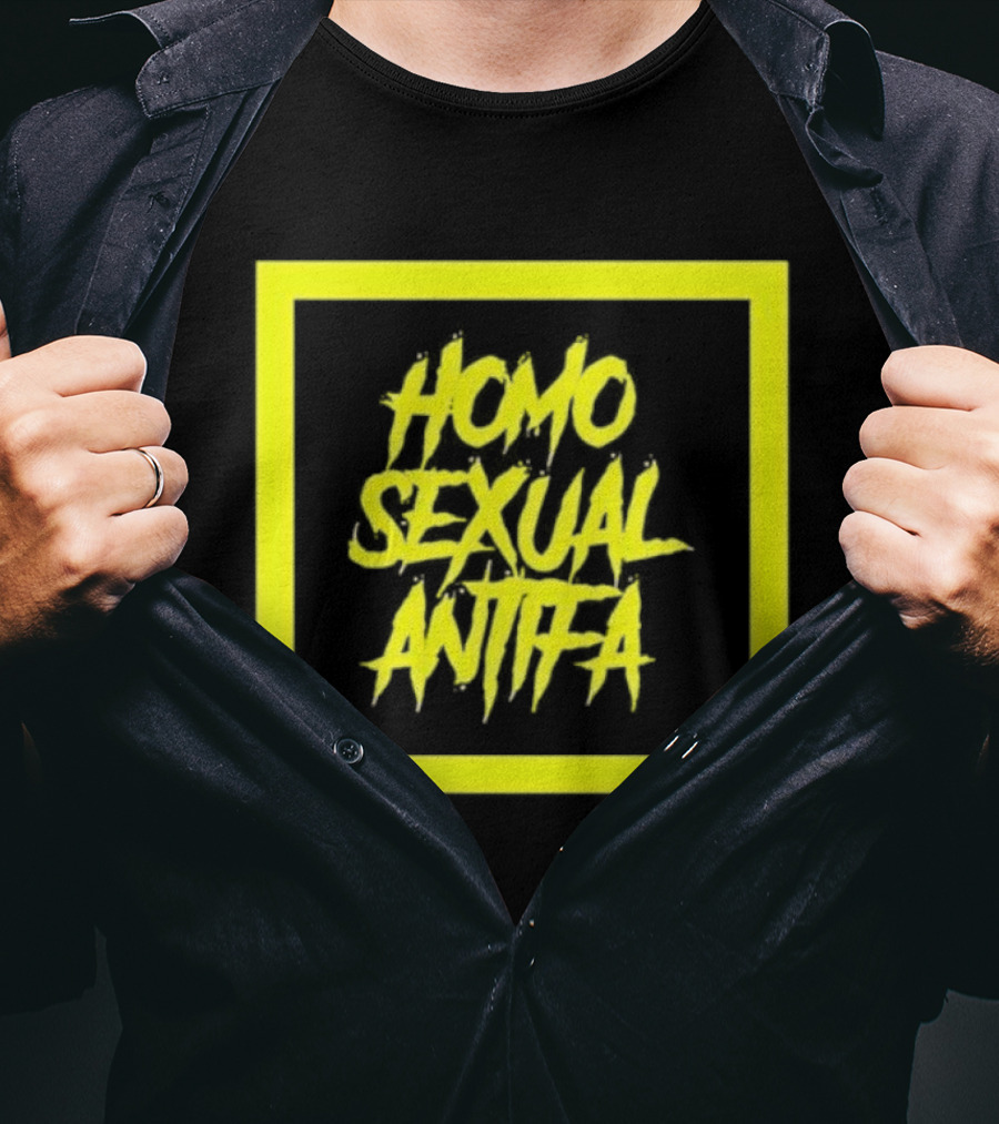Homo Sexual Antifa Yellow Bold Text Square T-Shirt