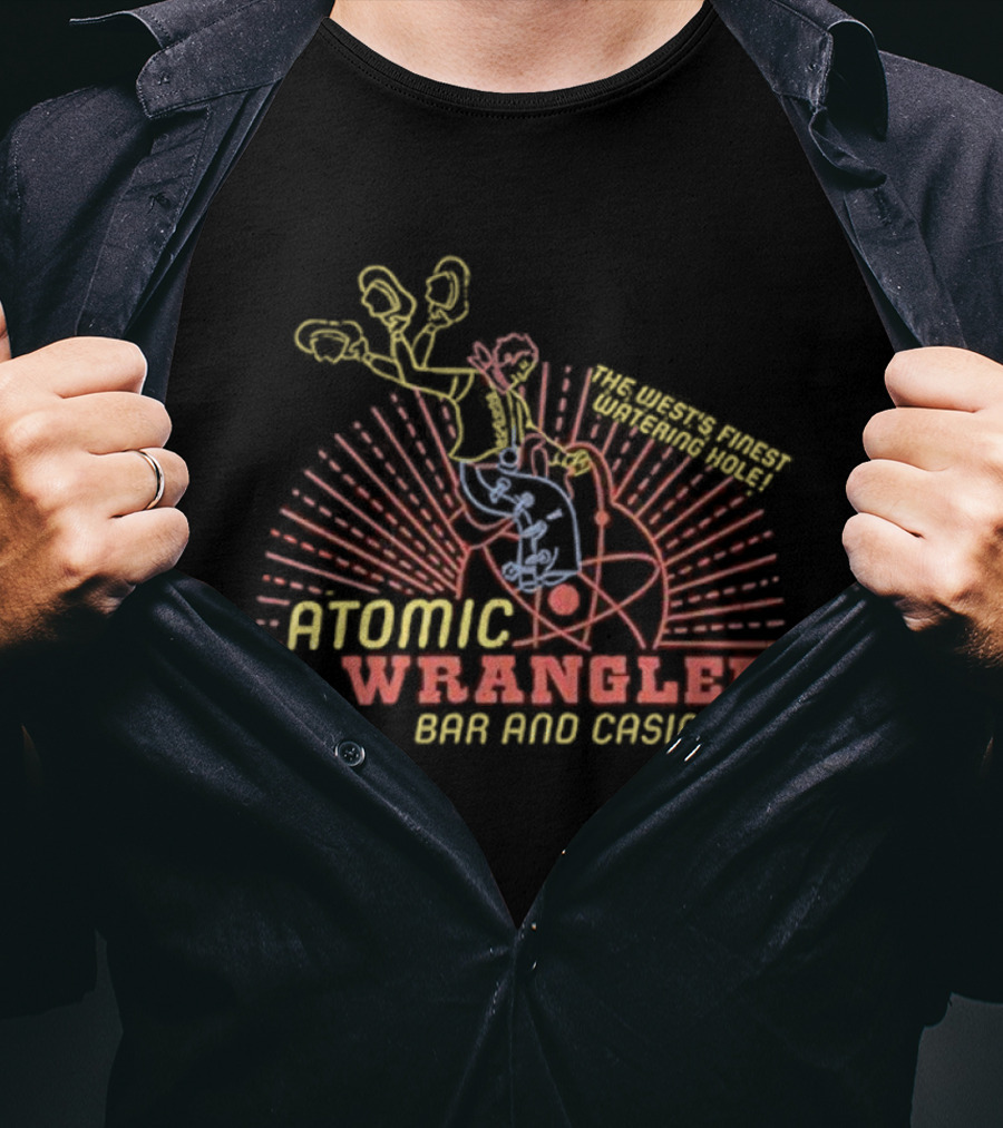 Atomic Wrangler Bar And Casino Vegas Retro Style Design T-Shirt