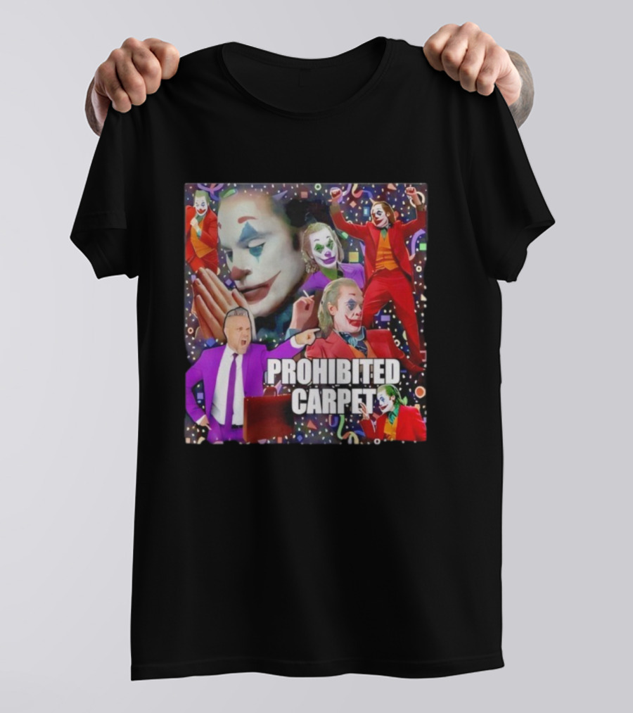 Prohibited Carpet Joker Clown Faces Confetti T-Shirt