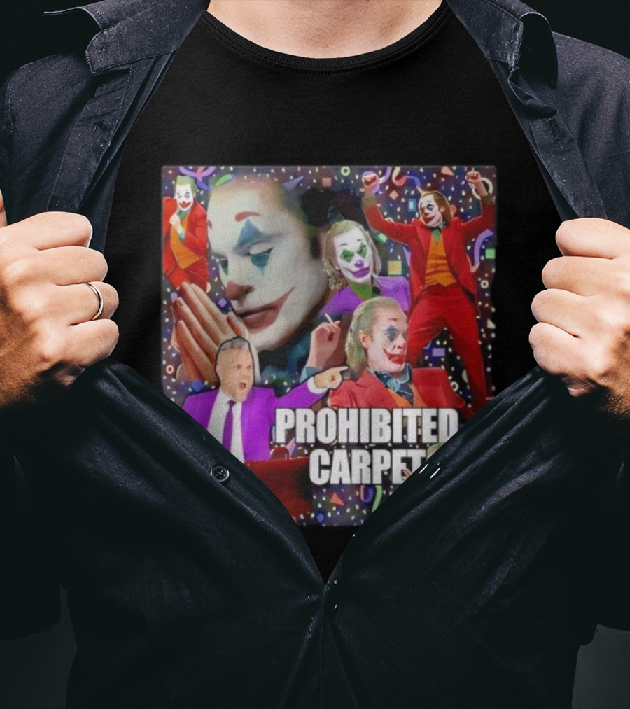 Prohibited Carpet Joker Clown Faces Confetti T-Shirt