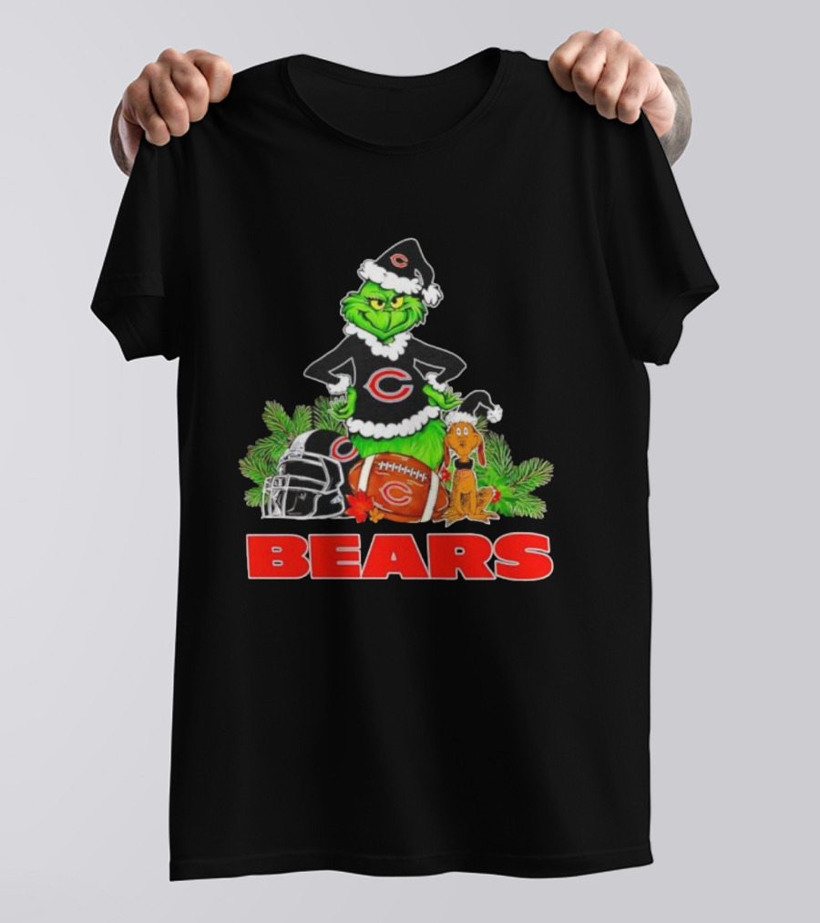 Chicago Bears Christmas Grinch Max Holiday Helmet T-Shirt