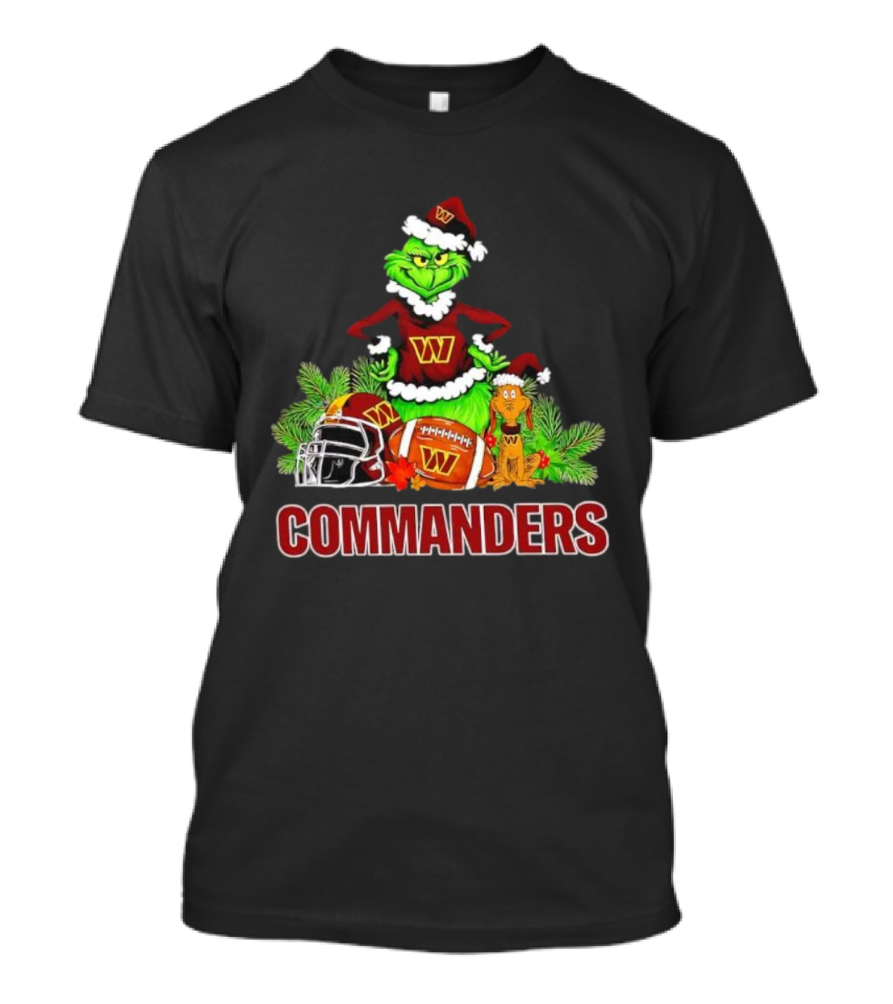 The Grinch And Max Commanders Christmas Football Theme T-Shirt