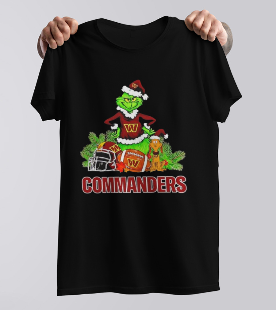 The Grinch And Max Commanders Christmas Football Theme T-Shirt