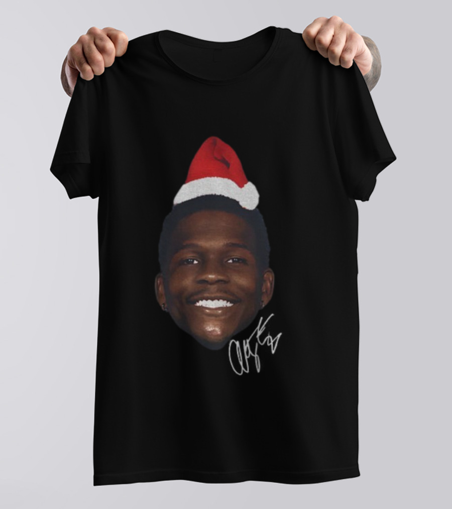 Anthony Edwards Santa Hat Christmas Signature T-Shirt
