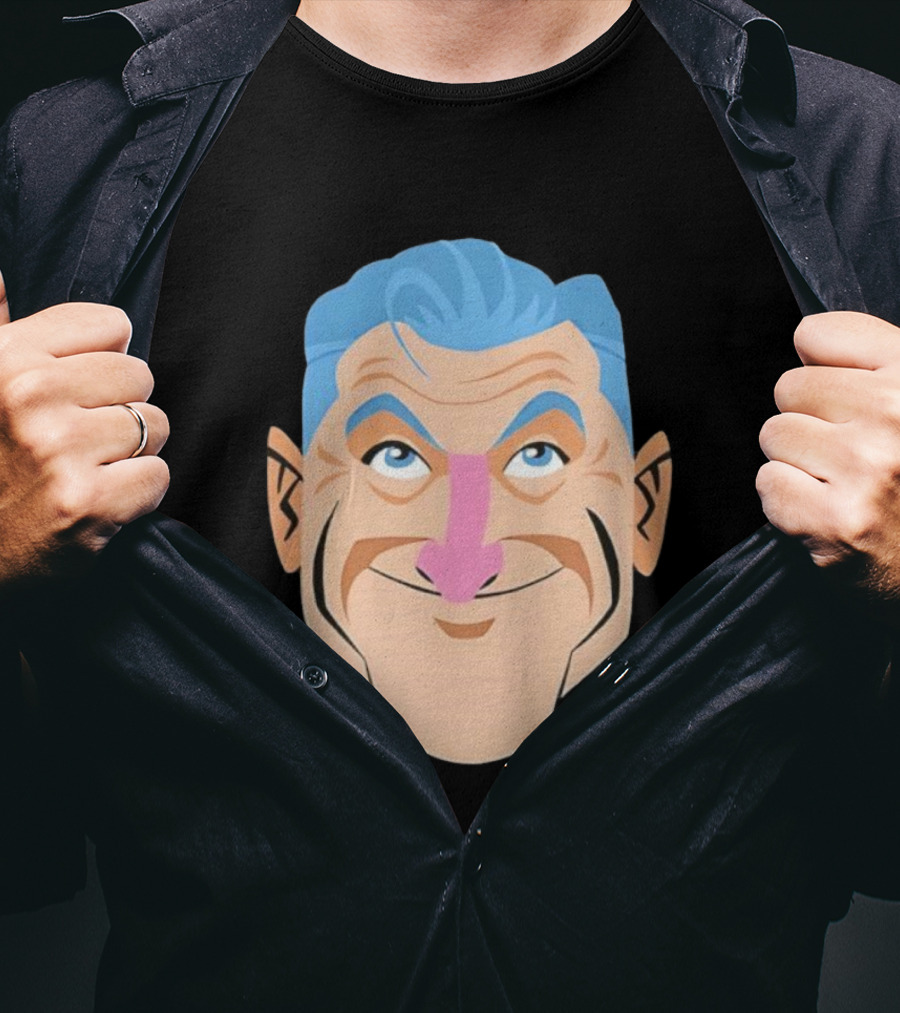 Craig Ferguson Big Head Cartoon Blue Hair Fun Illustration T-Shirt