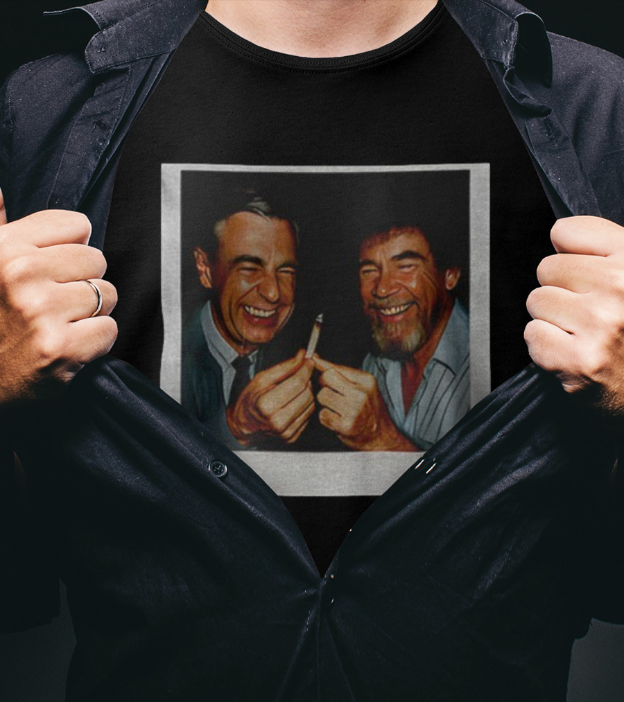 Bob Ross Mr. Rogers Smiling Together With Cigarette T-Shirt