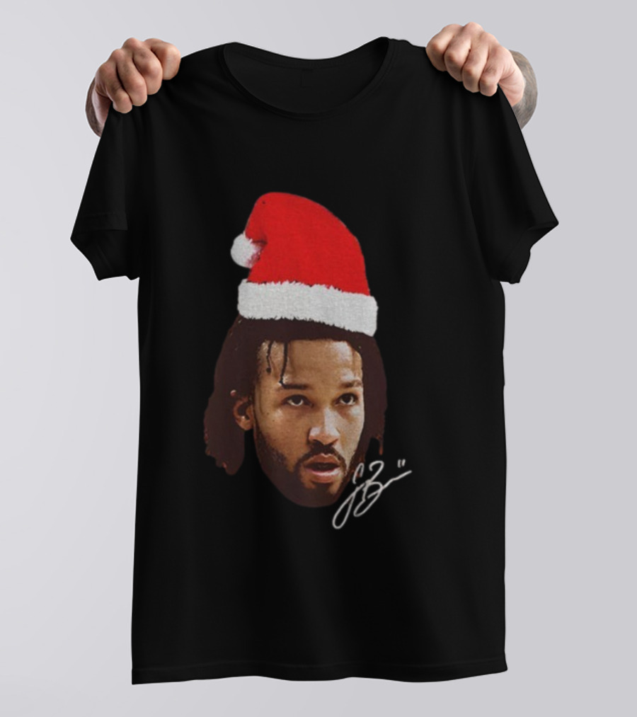 Jalen Brunson Santa Hat Ugly Christmas Signature JB2 T-Shirt