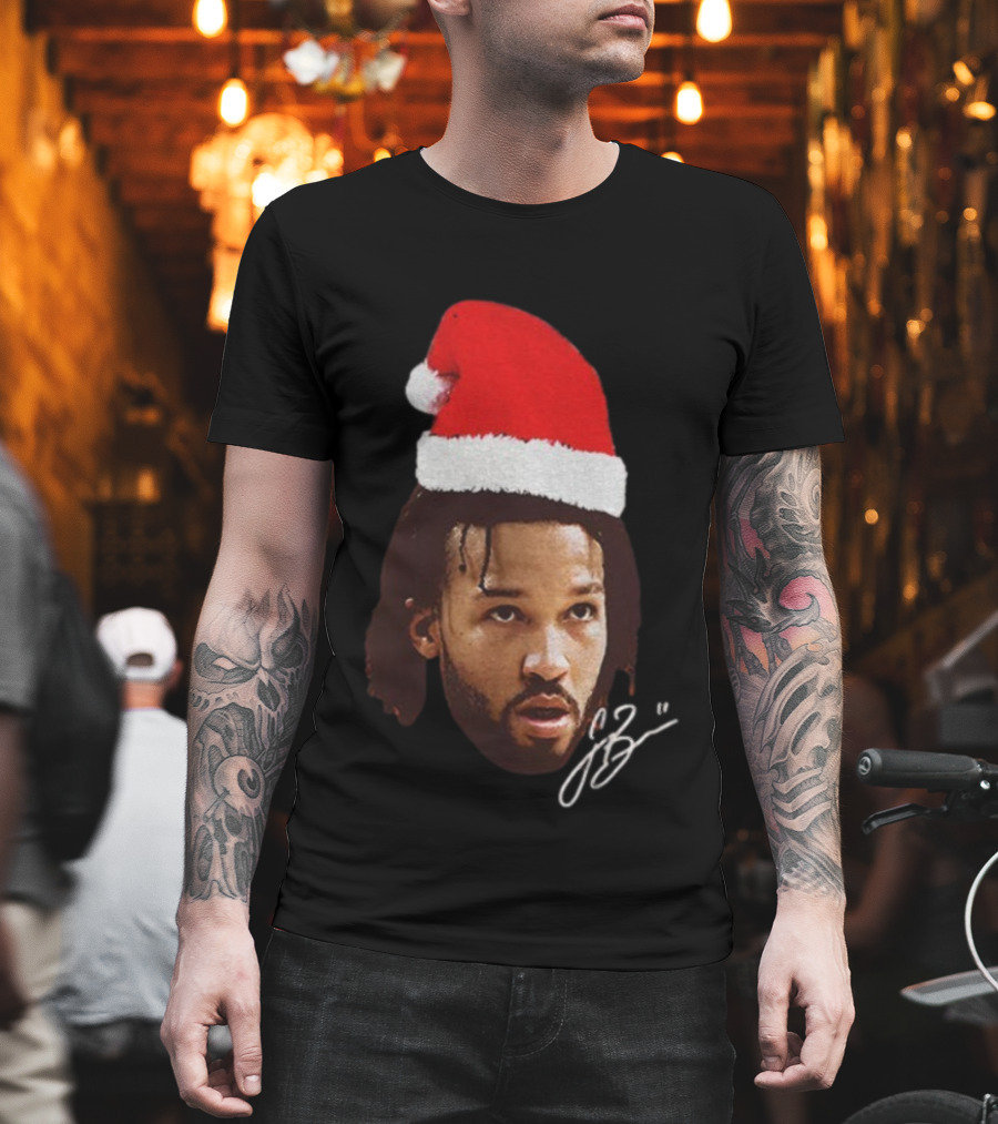 Jalen Brunson Santa Hat Ugly Christmas Signature JB2 T-Shirt