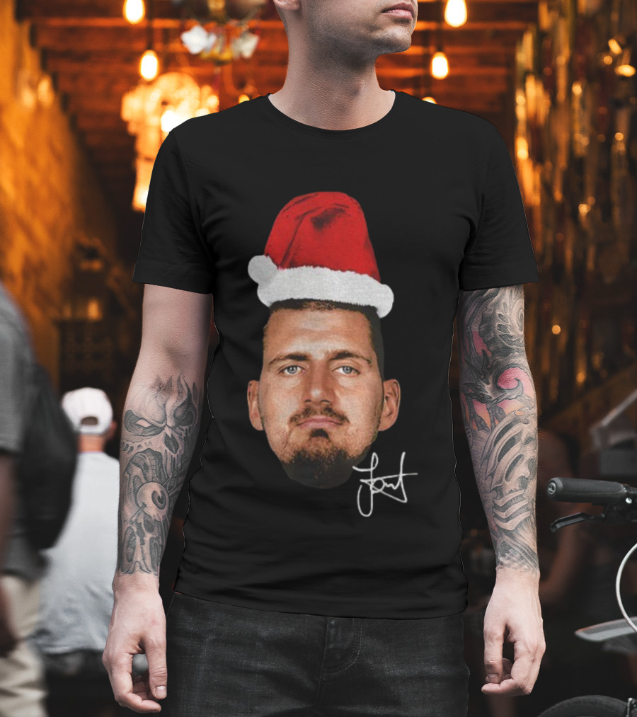 Nikola Jokic Santa Hat Christmas Denver Nuggets T-Shirt