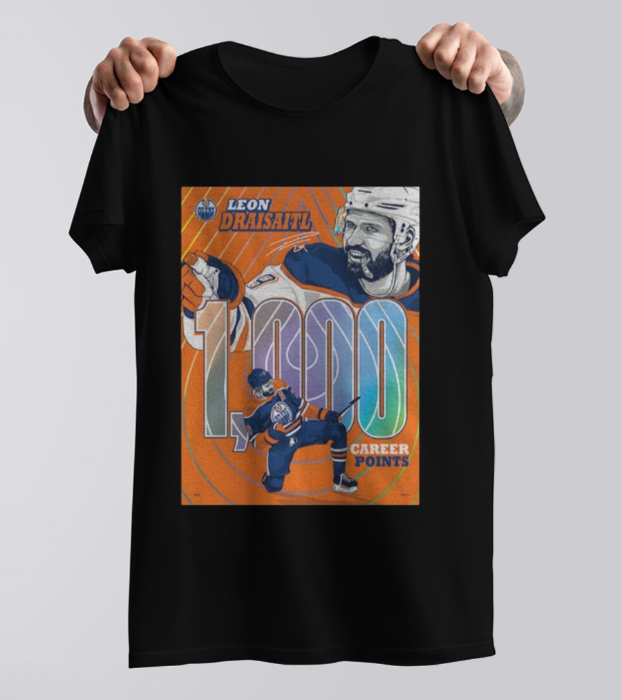 Leon Draisaitl Edmonton Oilers 1000 Career Points NHL Hockey T-Shirt