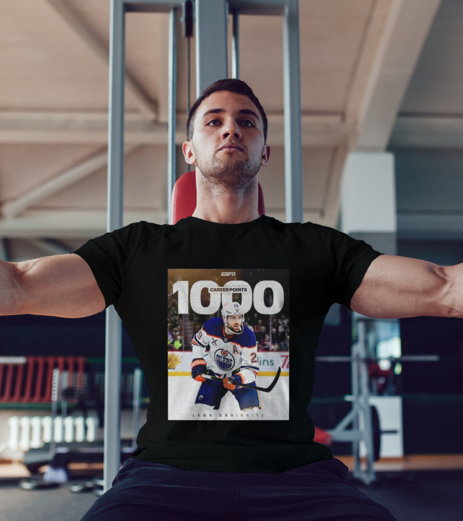 ESPN Leon Draisaitl Career Points 1000 Milestone Edmonton Oilers T-Shirt