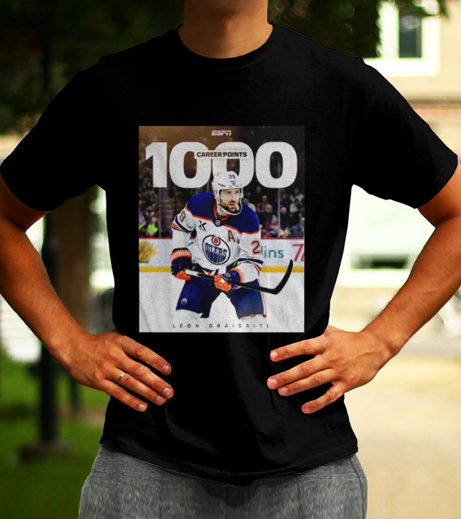 ESPN Leon Draisaitl Career Points 1000 Milestone Edmonton Oilers T-Shirt